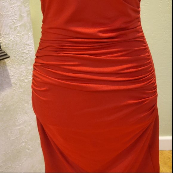 Red Ruched Mini Dress - Picture 3 of 8